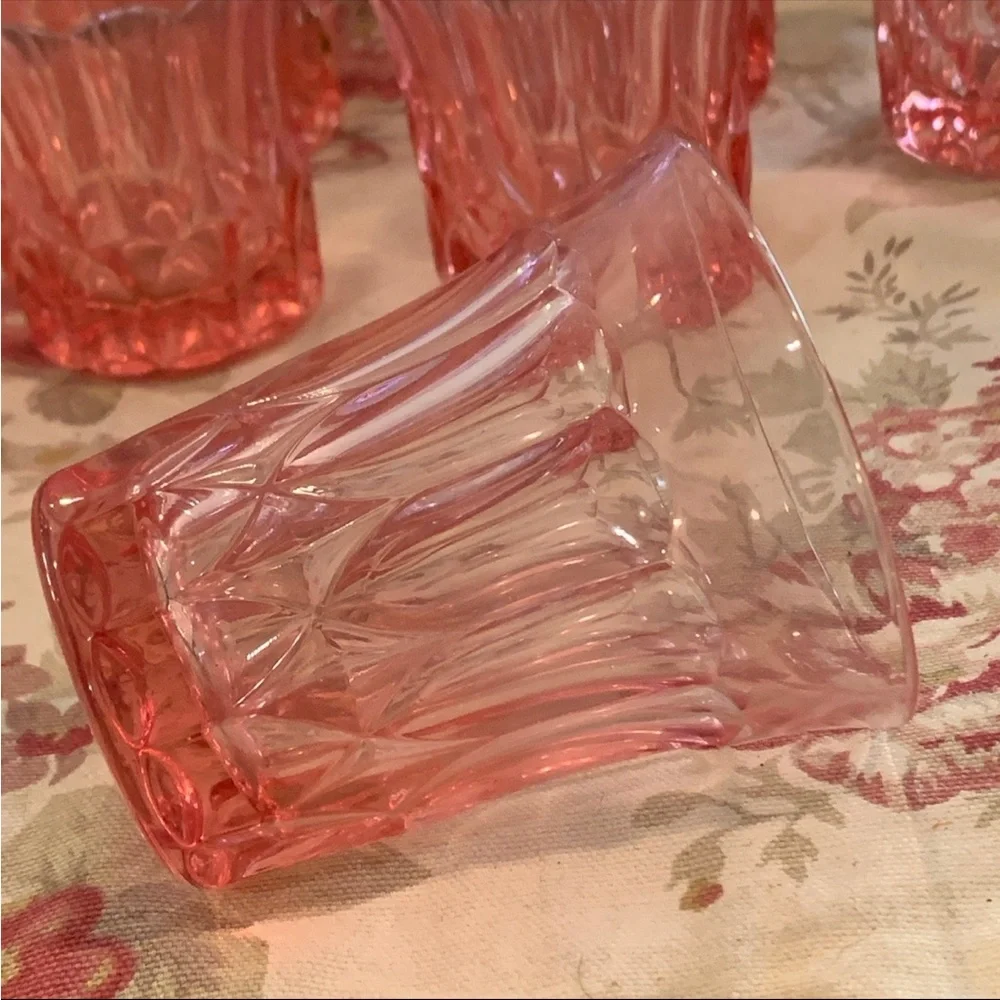 Noritake Pink Pressed Glass Tumblers - Set of 4